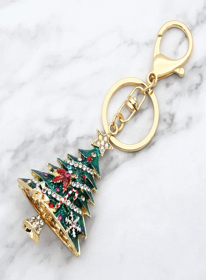 CXLL Rhinestone Keychain Christmas Tree Keychains Purse Bag Charm Pendant Keyring Christmas Gift for Girl Woman Lady (Christmas Tree-Green) - Image 4